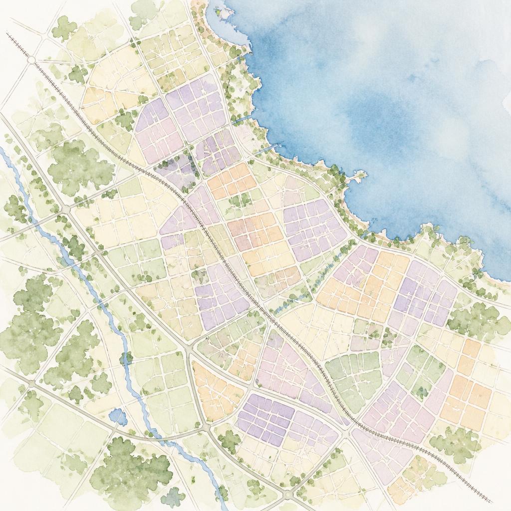 Watercolor map of Chicago's South Suburbs served by North Shore Lactation
