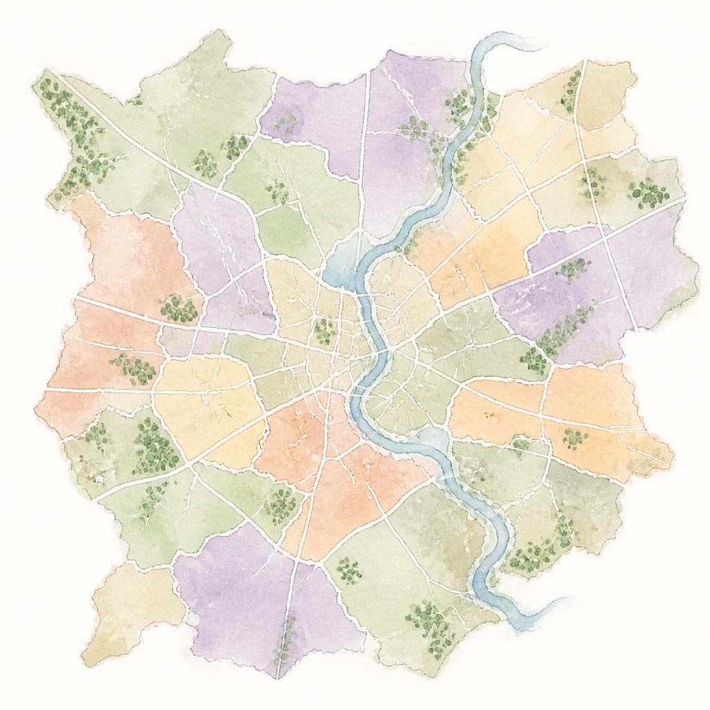 Watercolor map of Chicago's Western Suburbs served by North Shore Lactation
